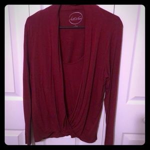 Faux Wrap Sweater Blouse